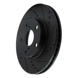 Toyota RAV4 Brake Rotor (1) - Front Right - R1 Concepts - Drilled & Slotted - Black - `01-`05